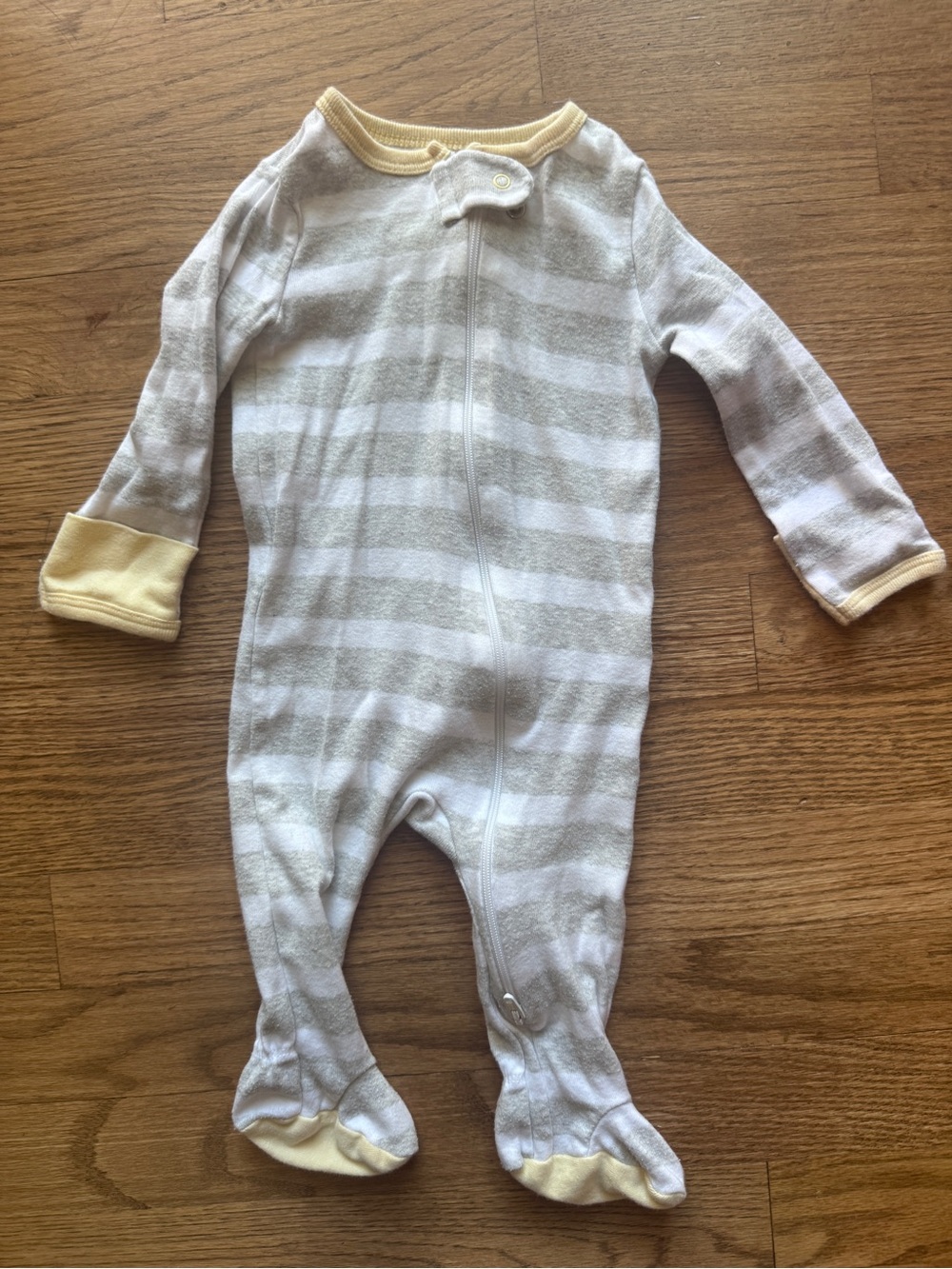 cloud island Gray & Cream Striped Footed One-Piece
